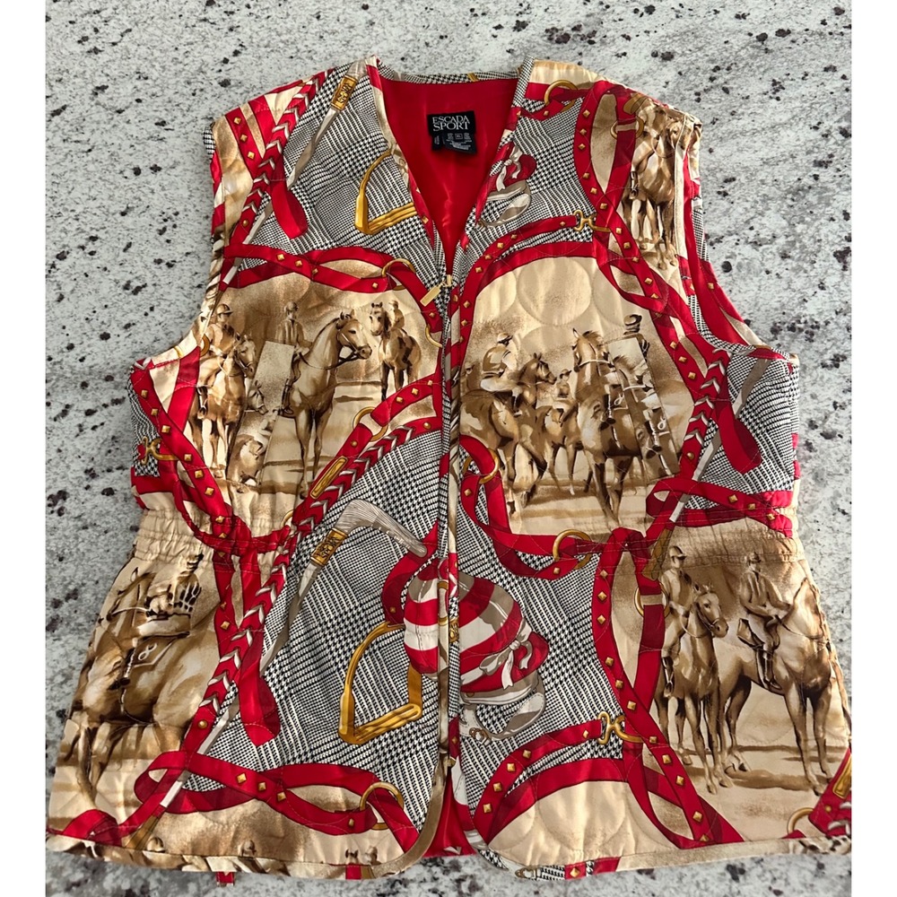 Escada Sport puffer equestrian themed Vest XL Vintage